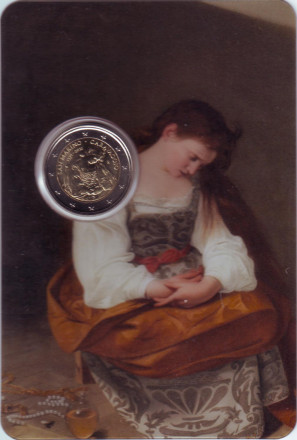 Монета 2 евро. 2021 год, Сан-Марино. 450 лет со дня рождения Караваджо.