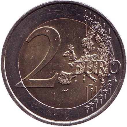 Монета 2 евро, 2010 год, Франция. 70 лет речи Шарля де Голля «Ко всем французам».