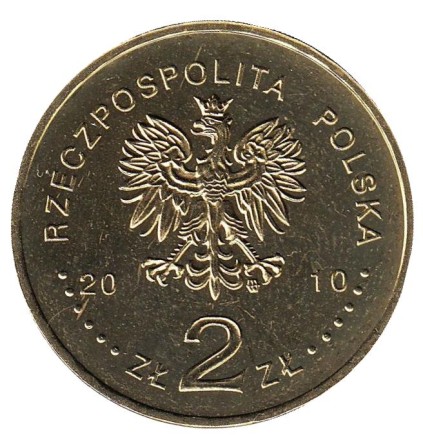 Монета 2 злотых, 2010 год, Польша. XXI Зимние Олимпийские игры в Ванкувере.