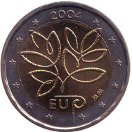 Монета 2 евро. 2004 год, Финляндия. Расширение Европейского Союза. (Вступление в ЕС 10-ти новых государств).