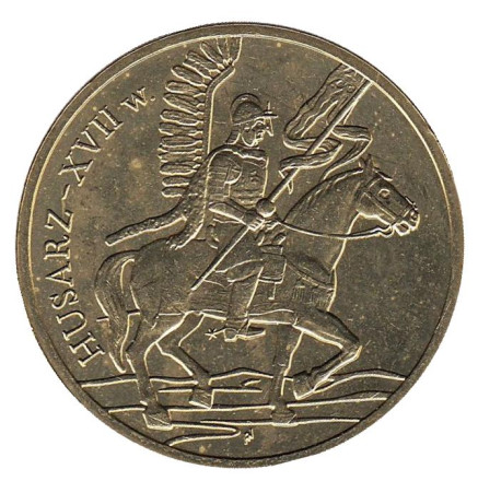 Монета 2 злотых, 2009 год, Польша. Гусары XVII века.