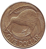 Монета 1 доллар. 2003 год, Новая Зеландия. Киви (птица).