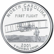 Монета 25 центов (P). 2001 год, США. Северная Каролина. Штат № 12. Монета 25 центов (P). 2001 год, США. Северная Каролина. Штат № 12.