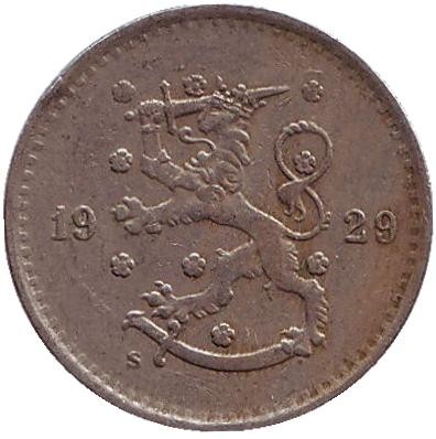 Монета 50 пенни. 1929 год, Финляндия. Монета 50 пенни. 1929 год, Финляндия.