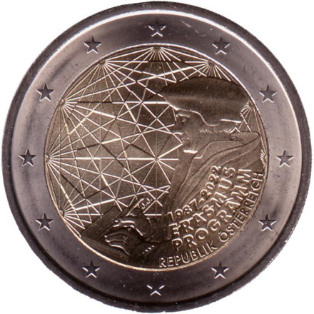 Монета 2 евро. 2022 год, Австрия. 35 лет программе Эразмус.