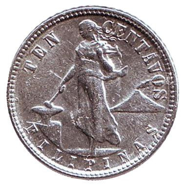 Монета 10 сентаво. 1944 год, Филиппины. (Администрация США).