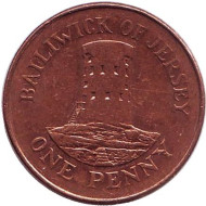 Монета 1 пенни. 2005 год, Джерси. Башня в Ле-Хок. Монета 1 пенни. 2005 год, Джерси. Башня в Ле-Хок.