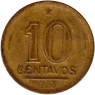 Монета 10 сентаво. 1953 год, Бразилия. Монета 10 сентаво. 1953 год, Бразилия.