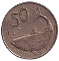 Монета 50 центов. 1972 год, Острова Кука. Тунец. Монета 50 центов. 1972 год, Острова Кука. Тунец.