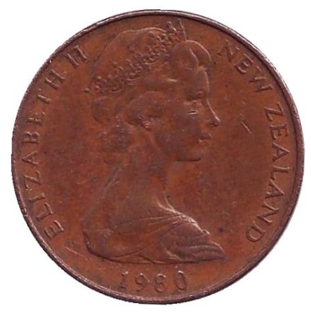 Монета 2 цента. 1980 год, Новая Зеландия. Цветки куаваи. Монета 2 цента. 1980 год, Новая Зеландия. Цветки куаваи.