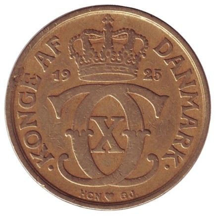 Монета 1 крона. 1925 год, Дания. (HCN; GJ) Монета 1 крона. 1925 год, Дания. (HCN; GJ)