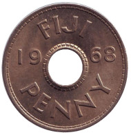 Монета 1 пенни. 1968 год, Фиджи. Монета 1 пенни. 1968 год, Фиджи.