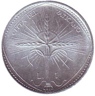 Монета 1 лира. 1968 год, Ватикан. FAO. Монета 1 лира. 1968 год, Ватикан. FAO.