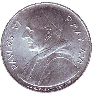 Монета 1 лира. 1968 год, Ватикан. FAO.