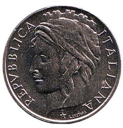 Монета 50 лир. 1998 год, Италия.