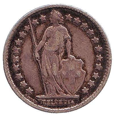 Монета 1/2 франка. 1900 год, Швейцария. Монета 1/2 франка. 1900 год, Швейцария.