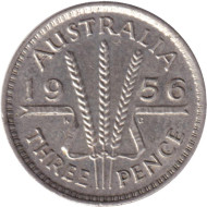 Монета 3 пенса. 1956 год, Австралия. Монета 3 пенса. 1956 год, Австралия.