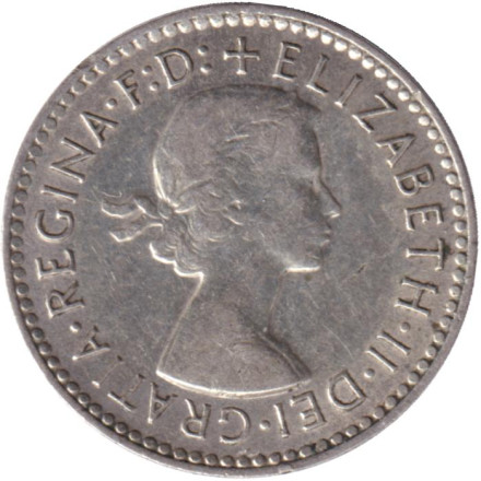 Монета 3 пенса. 1956 год, Австралия. Монета 3 пенса. 1956 год, Австралия.