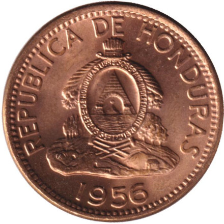 Монета 2 сентаво. 1956 год, Гондурас.
