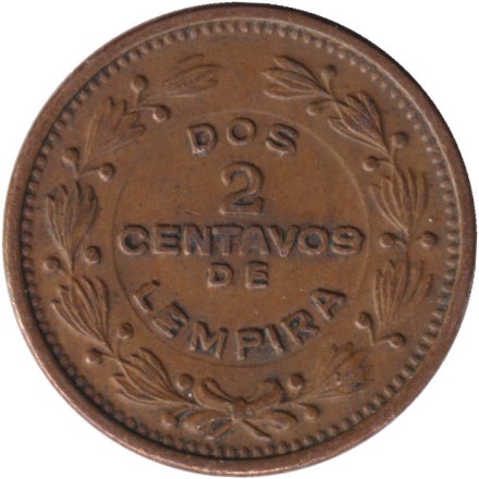 Монета 2 сентаво. 1956 год, Гондурас.