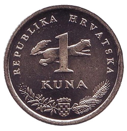 Монета 1 куна. 1994 год, Хорватия. UNC. (Ошибка в написании) Соловей. Монета 1 куна. 1994 год, Хорватия. UNC. (Ошибка в написании) Соловей.