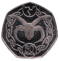 Монета 50 пенсов. 2019 год, Остров Мэн. Мэнский лохтан. Монета 50 пенсов. 2019 год, Остров Мэн. Мэнский лохтан.