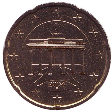 Монета 20 центов. 2004 год (F), Германия.