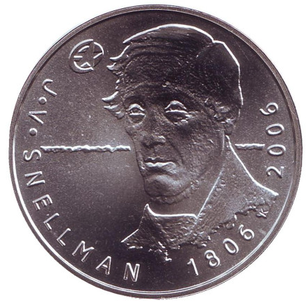 Монета 10 евро. 2006 год, Финляндия. (BU). 200 лет со дня рождения Йохана Вильгельма Снелльмана.