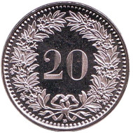 Монета 20 раппенов. 2017 год, Швейцария. UNC. Монета 20 раппенов. 2017 год, Швейцария. UNC.