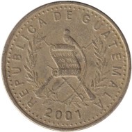 Монета 50 сентаво. 2001 год, Гватемала. Белая орхидея.