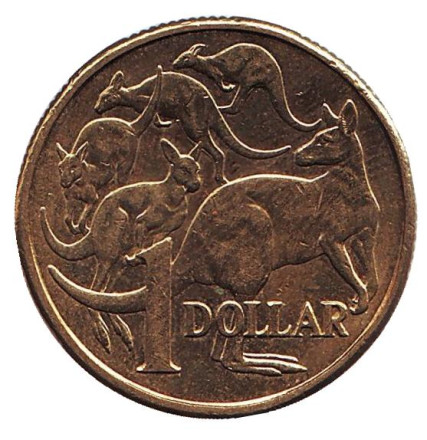 Монета 1 доллар. 2016 год, Австралия. Кенгуру.