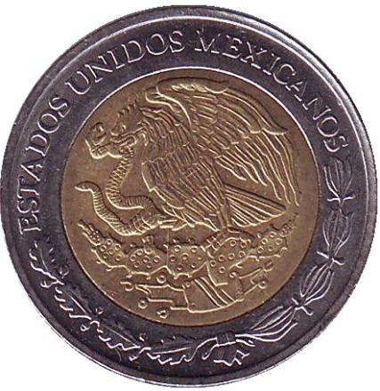 Монета 1 песо. 2012 год, Мексика.