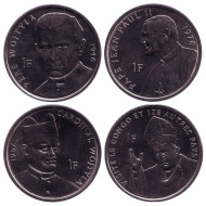 Иоанн Павел II. Набор монет Конго (4 шт.), 1 франк. 2004 год, Конго. Иоанн Павел II. Набор монет Конго (4 шт.), 1 франк. 2004 год, Конго.