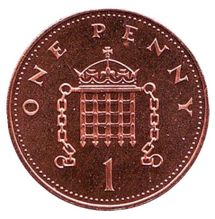 Монета 1 пенни. 1987 год, Великобритания. BU.