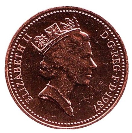 Монета 1 пенни. 1987 год, Великобритания. BU. Монета 1 пенни. 1987 год, Великобритания. BU.