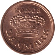 Монета 25 эре. 2008 год, Дания. Монета 25 эре. 2008 год, Дания.