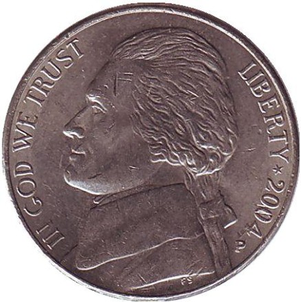 Монета 5 центов. 2004 год (P), США. Из обращения. Покупка Луизианы.