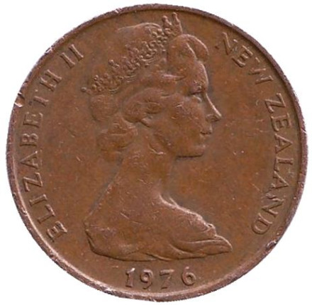 Монета 2 цента. 1976 год, Новая Зеландия. Цветки куаваи. Монета 2 цента. 1976 год, Новая Зеландия. Цветки куаваи.