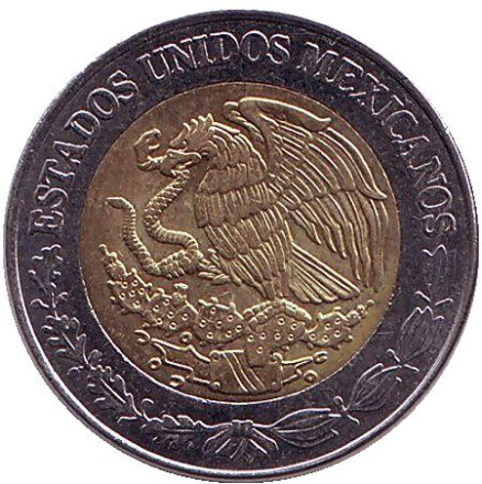 Монета 1 песо. 2015 год, Мексика. Монета 1 песо. 2015 год, Мексика.
