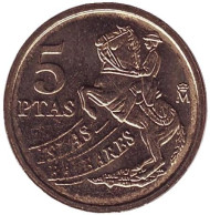 Монета 5 песет. 1997 год, Испания. Балеарские острова. Монета 5 песет. 1997 год, Испания. Балеарские острова.