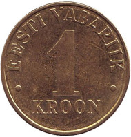 Монета 1 крона. 2006 год, Эстония. Монета 1 крона. 2006 год, Эстония.