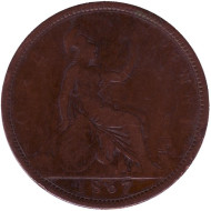Монета 1 пенни. 1867 год, Великобритания. Монета 1 пенни. 1867 год, Великобритания.