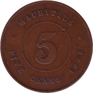 Монета 5 центов. 1922 год, Маврикий. Монета 5 центов. 1922 год, Маврикий.