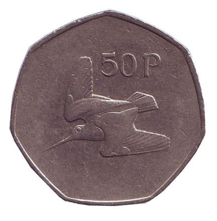 Монета 50 пенсов. 1983 год, Ирландия. Вальдшнеп (Лесной кулик).