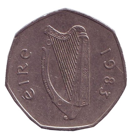 Монета 50 пенсов. 1983 год, Ирландия. Вальдшнеп (Лесной кулик). Монета 50 пенсов. 1983 год, Ирландия. Вальдшнеп (Лесной кулик).