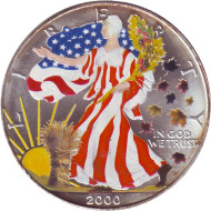 Монета 1 доллар, 2000 год, США. (Цветная). Шагающая свобода.