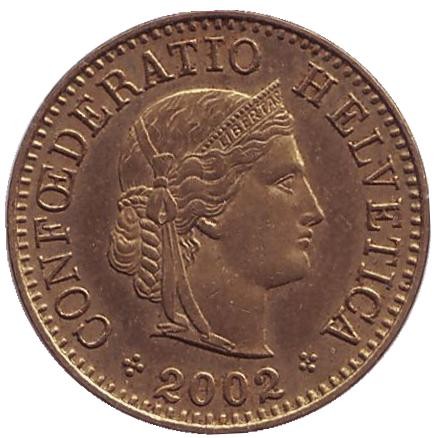 Монета 5 раппенов. 2002 год, Швейцария. Монета 5 раппенов. 2002 год, Швейцария.