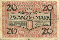 Нотгельд Франкфурта на Майне. 20 марок, 1918 год, Веймарская республика (Германия).