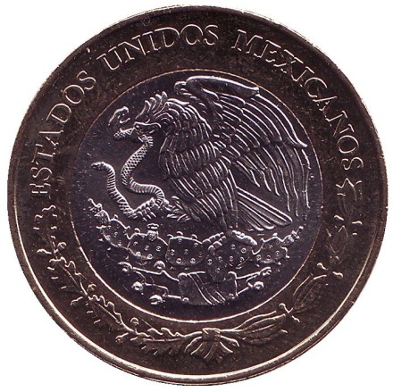 Монета 20 песо. 2016 год, Мексика. Плану DN-III-E. (План содействия гражданскому населению в случаях бедствий.