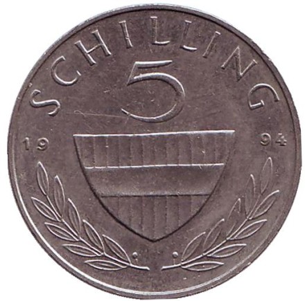 Монета 5 шиллингов. 1994 год, Австрия. Всадник.